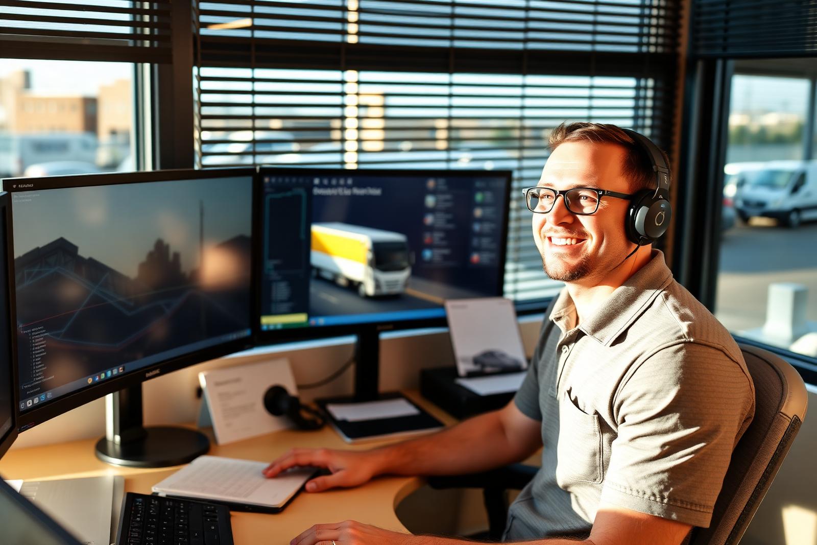 Vehicle shipping dispatch coordinator at work